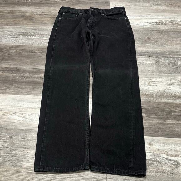 Levis 505 Black Mens 36x32 Regular Fit Straight Leg Denim Jeans Red Tab EUC - Picture 1 of 12